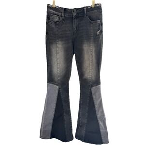 Vervet LA Jeans Bell Bottom Super Flare High Rise Color Block Black Gray Size 29